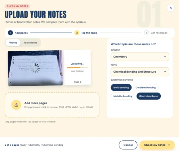 Revision Hub notes upload